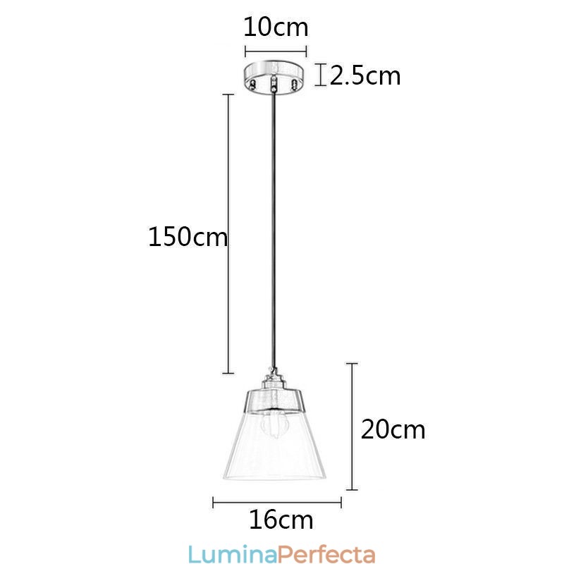 Lampă suspendată modernă din sticlă Lampă suspendată unică cu abajur din sticlă transparentă