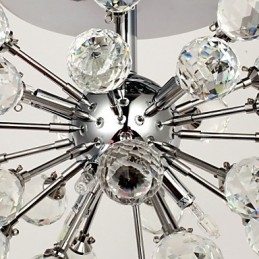 Candelabru modern, contemporan, din cristal, în stil mini, din metal cromat