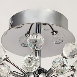Candelabru modern, contemporan, din cristal, în stil mini, din metal cromat