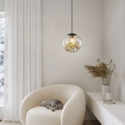 Lampă suspendată cu bile de sticlă cu frunze de iluminat suspendat de Crăciun