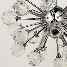 Candelabru modern, contemporan, din cristal, în stil mini, din metal cromat