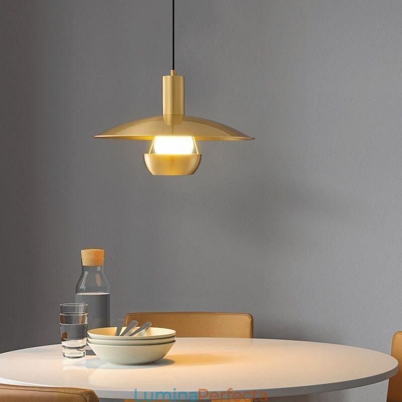 Lampă suspendată din aur periat Lampă suspendată cu un singur cap