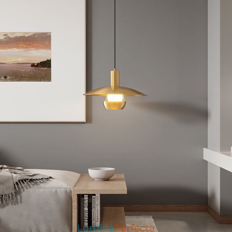 Lampă suspendată din aur periat Lampă suspendată cu un singur cap