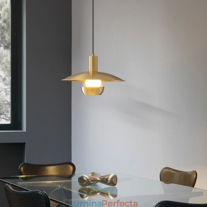 Lampă suspendată din aur periat Lampă suspendată cu un singur cap