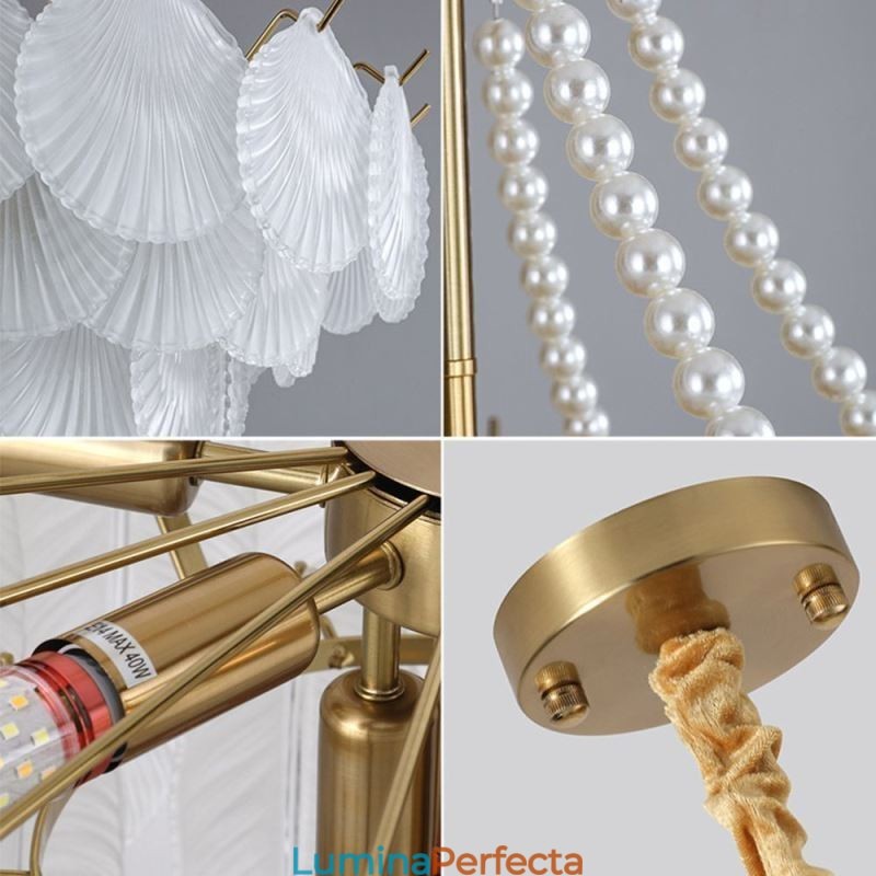 Lampă suspendată din sticlă europeană Post Modern Scallop suspendată