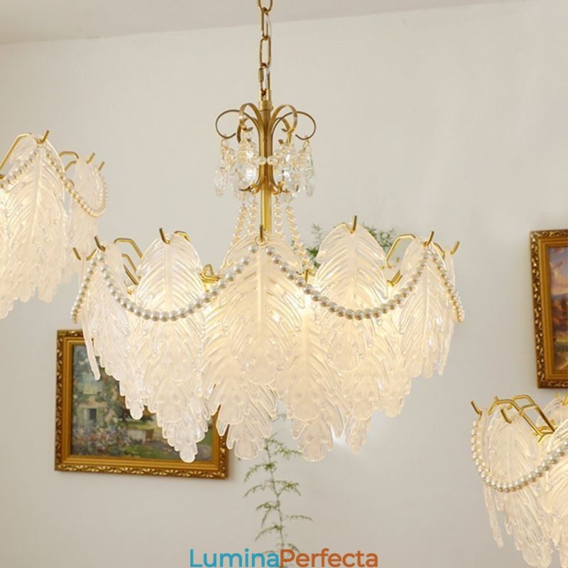 Lampă suspendată din sticlă europeană Post Modern Leaf suspendată