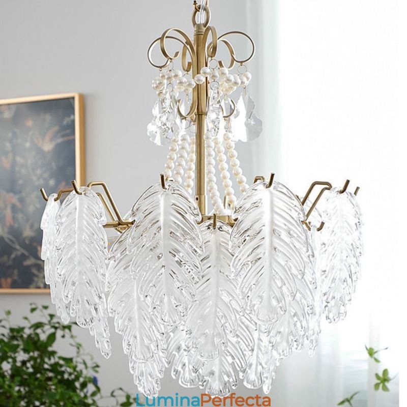Lampă suspendată elegantă din sticlă Leaf