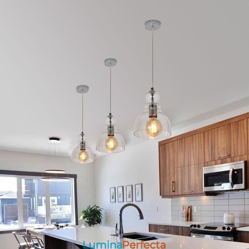 Lampă suspendată modernă din fier Gourd Lampă suspendată din sticlă