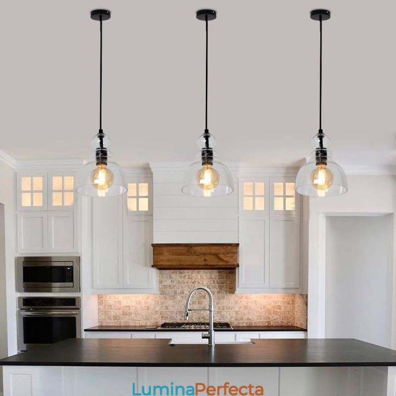 Lampă suspendată modernă din fier Gourd Lampă suspendată din sticlă