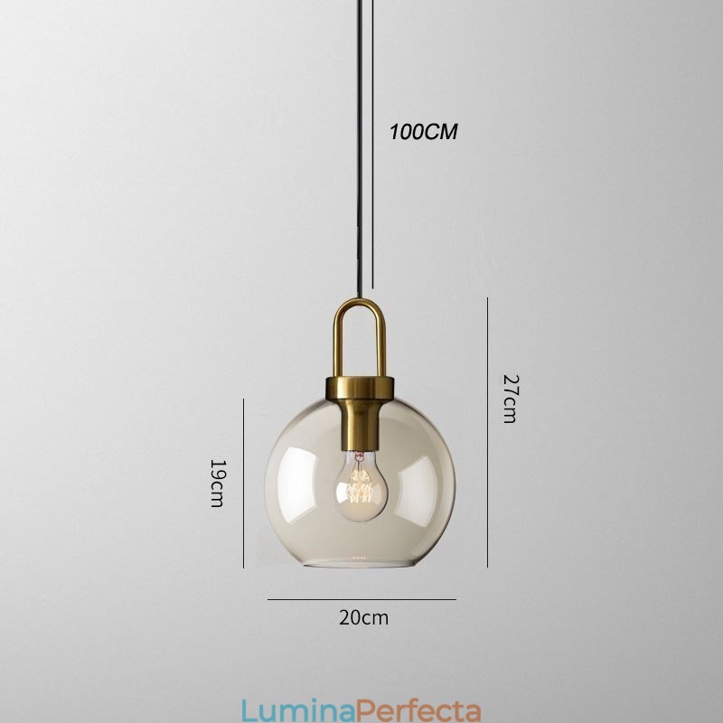 Lampă suspendată cu 3 lumini și abajur din sticlă