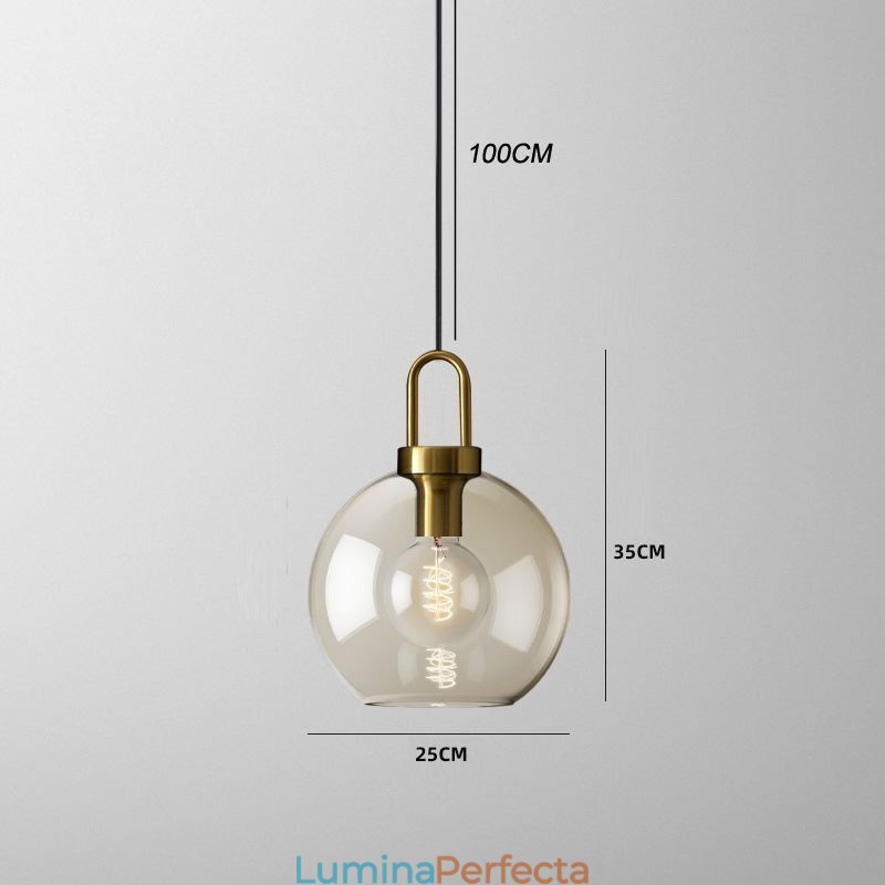 Lampă suspendată cu 3 lumini și abajur din sticlă