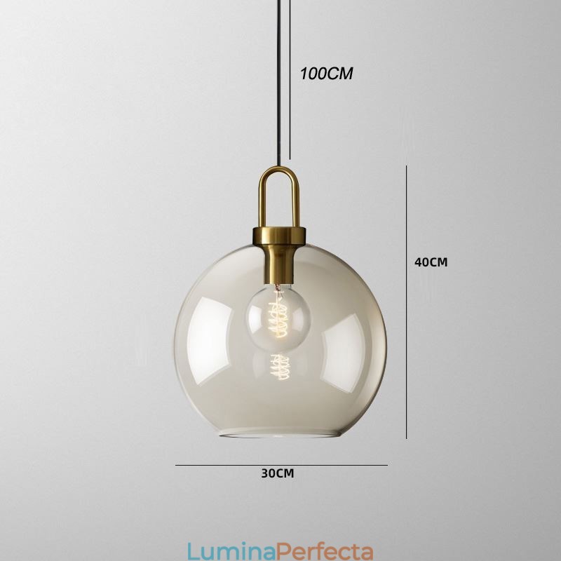 Lampă suspendată cu 3 lumini și abajur din sticlă
