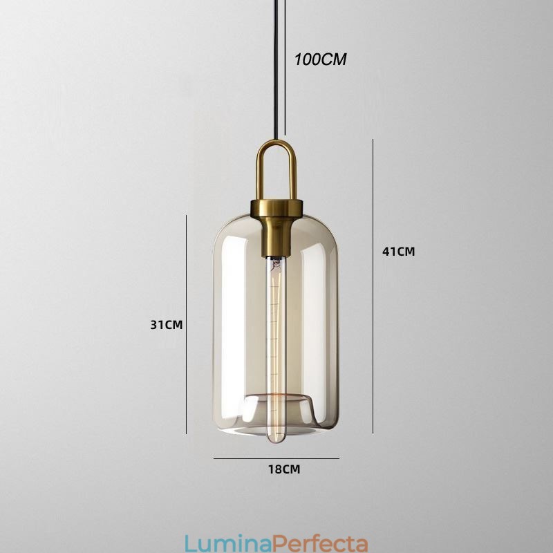 Lampă suspendată cu 3 lumini și abajur din sticlă