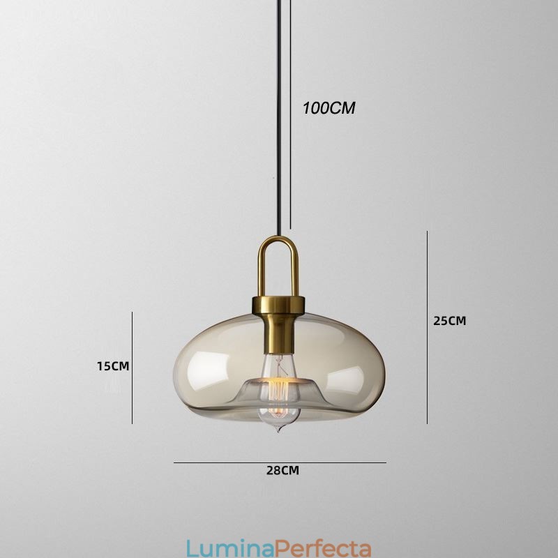 Lampă suspendată cu 3 lumini și abajur din sticlă