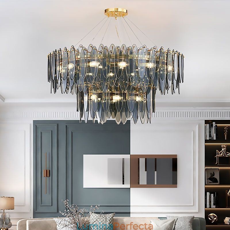 Lampă rotundă modernă din sticlă Candelabru elegant din sticlă