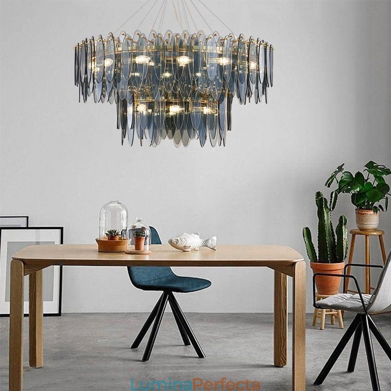 Lampă rotundă modernă din sticlă Candelabru elegant din sticlă