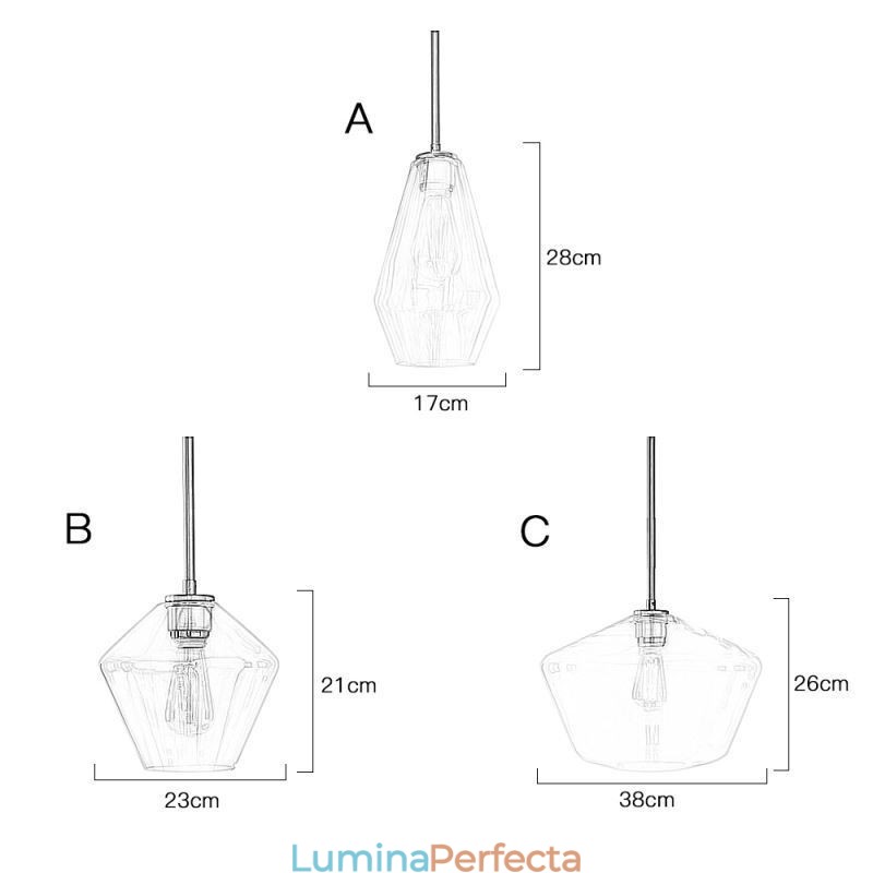Lampă suspendată modernă, simplă, din sticlă