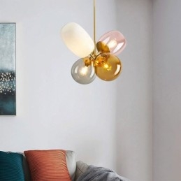 Lampă cu pandantiv nordic unic din sticlă colorată prințesă cu balon pentru copii