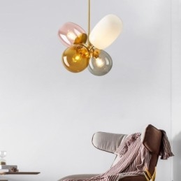 Lampă cu pandantiv nordic unic din sticlă colorată prințesă cu balon pentru copii
