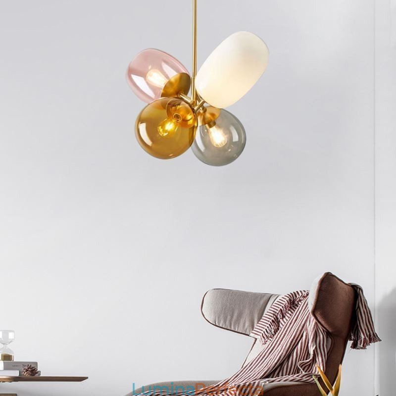 Lampă cu pandantiv nordic unic din sticlă colorată prințesă cu balon pentru copii