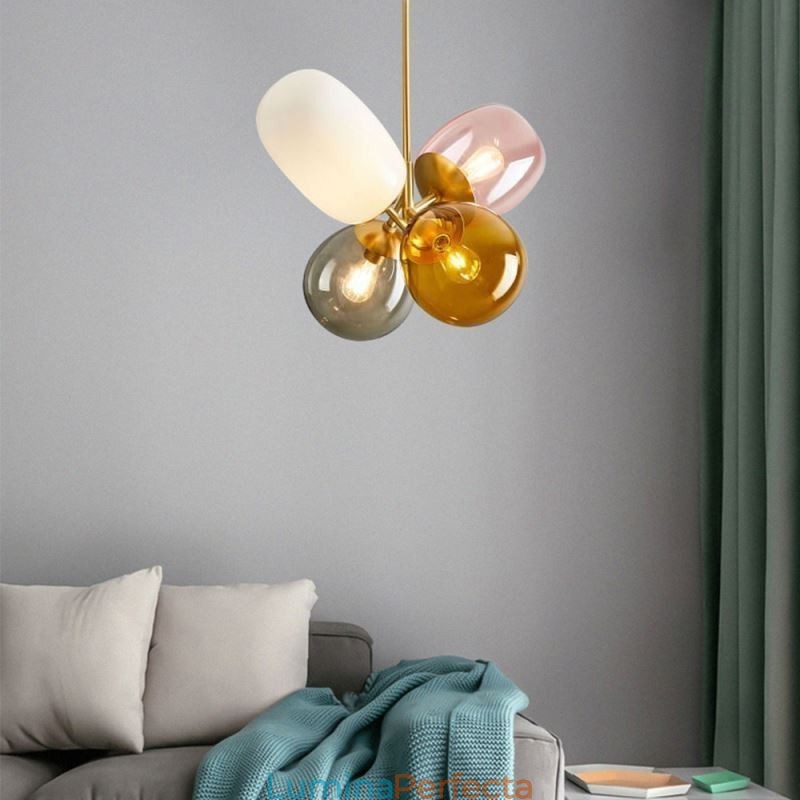 Lampă cu pandantiv nordic unic din sticlă colorată prințesă cu balon pentru copii
