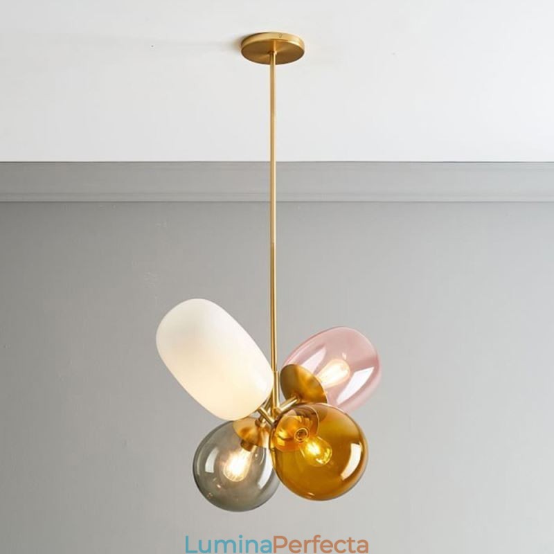 Lampă cu pandantiv nordic unic din sticlă colorată prințesă cu balon pentru copii