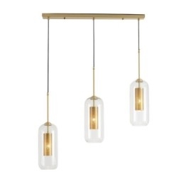 Lampă de suspendare nordică din sticlă transparentă Lampă de suspendare unică din alamă