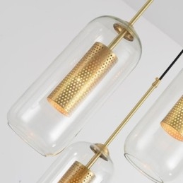 Lampă de suspendare nordică din sticlă transparentă Lampă de suspendare unică din alamă