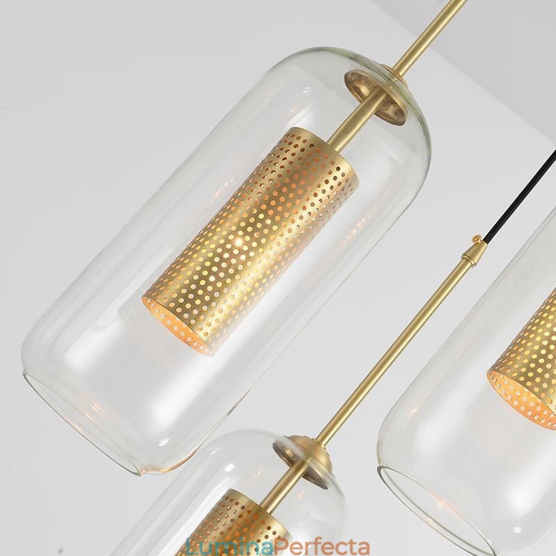 Lampă de suspendare nordică din sticlă transparentă Lampă de suspendare unică din alamă