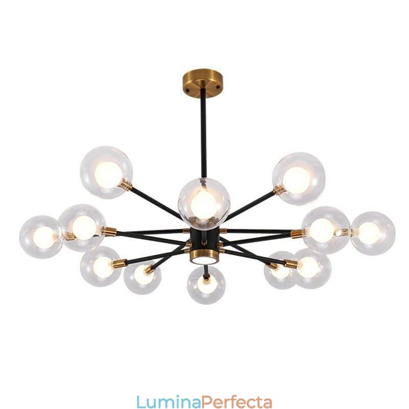 Lampă nordică din sticlă, alb, lapte, rotund, candelabru
