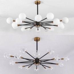 Lampă nordică din sticlă, alb, lapte, rotund, candelabru