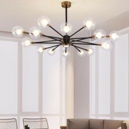 Lampă nordică din sticlă, alb, lapte, rotund, candelabru
