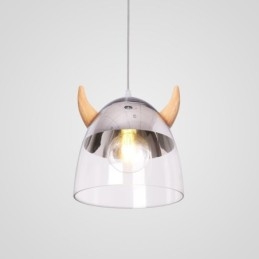 Lampă cu pandantiv din sticlă clasică Lampă cu corn din lemn Iluminare creativă