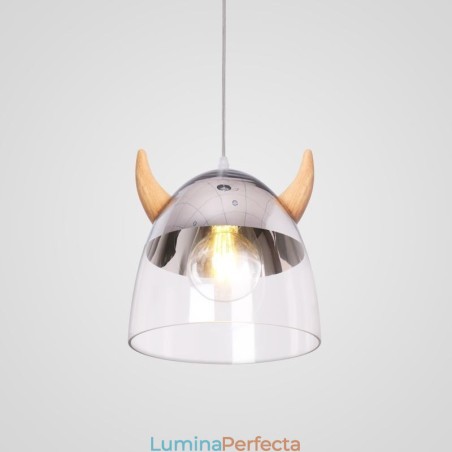 Lampă cu pandantiv din sticlă clasică Lampă cu corn din lemn Iluminare creativă Lampă cu pandantiv din sticlă clasică Lampă cu corn din lemn Iluminare creativă