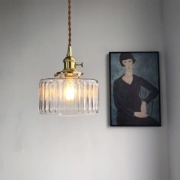 Lampă suspendată din sticlă cu nervuri transparente pentru borcan de jeleu, cu comutator rotativ