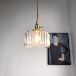 Lampă suspendată din sticlă cu nervuri transparente pentru borcan de jeleu, cu comutator rotativ