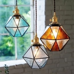 Lampă suspendată din sticlă colorată geometrică Farmhouse