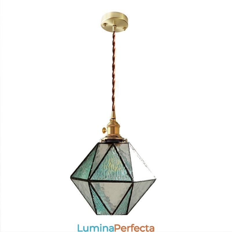 Lampă suspendată din sticlă colorată geometrică Farmhouse