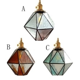 Lampă suspendată din sticlă colorată geometrică Farmhouse