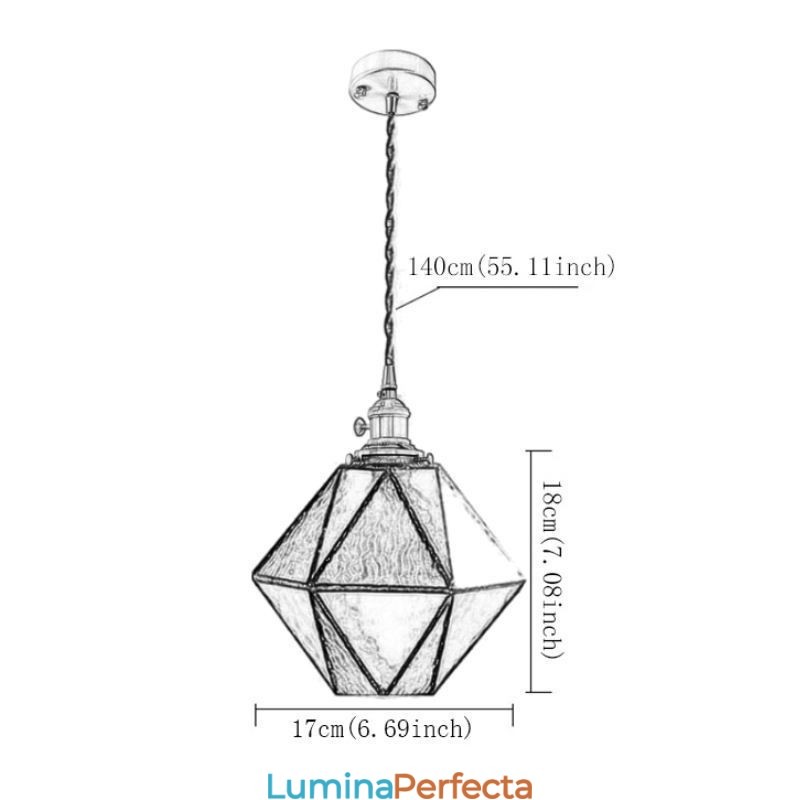 Lampă suspendată din sticlă colorată geometrică Farmhouse