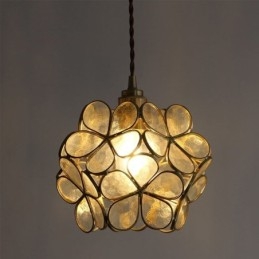 Lampă cu pandantiv creativă nordică Iluminare pentru casă din sticlă Lampă în formă de petală Lampă de noptieră