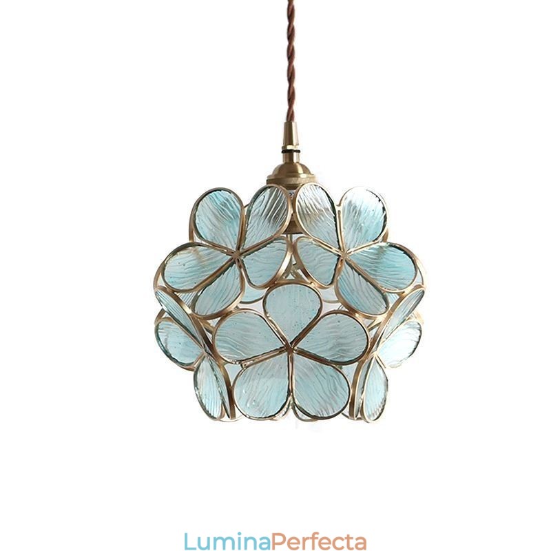 Lampă cu pandantiv creativă nordică Iluminare pentru casă din sticlă Lampă în formă de petală Lampă de noptieră