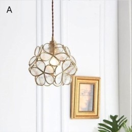 Lampă cu pandantiv creativă nordică Iluminare pentru casă din sticlă Lampă în formă de petală Lampă de noptieră