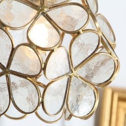 Lampă cu pandantiv creativă nordică Iluminare pentru casă din sticlă Lampă în formă de petală Lampă de noptieră