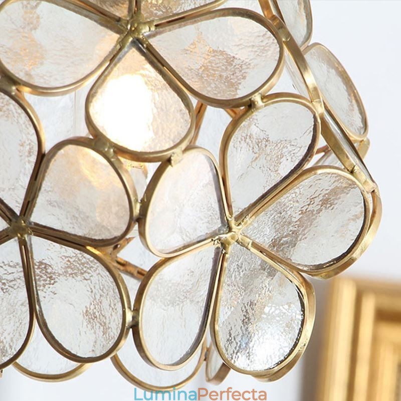 Lampă cu pandantiv creativă nordică Iluminare pentru casă din sticlă Lampă în formă de petală Lampă de noptieră