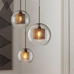 Lampă cu pandantiv nordic Iluminat pentru acasă Lampă rotundă în formă de bilă Lampă de noptieră