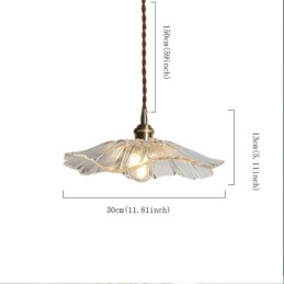 Lampă suspendată din sticlă transparentă cu frunze de lotus