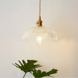Plafoniera mare din sticlă cu nervuri Iluminat pentru casă cu lampă cu comutator răsucit Lumină caldă liniștitoare