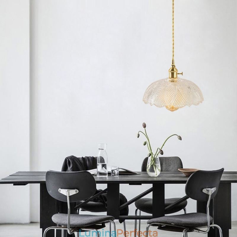 Plafoniera mare din sticlă cu nervuri Iluminat pentru casă cu lampă cu comutator răsucit Lumină caldă liniștitoare