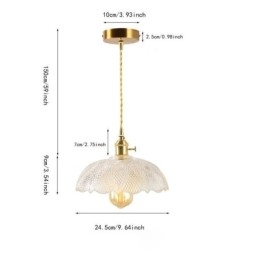 Plafoniera mare din sticlă cu nervuri Iluminat pentru casă cu lampă cu comutator răsucit Lumină caldă liniștitoare